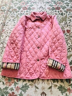 Burberry Quilted Coat Pink Novacheck Small